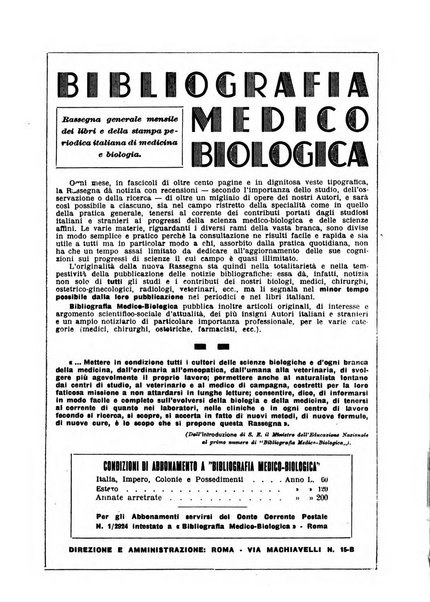 Bibliografia medico-biologica rassegna generale mensile dei libri e della stampa periodica italiana di medicina e di biologia