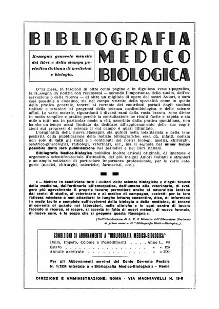 Bibliografia medico-biologica rassegna generale mensile dei libri e della stampa periodica italiana di medicina e di biologia