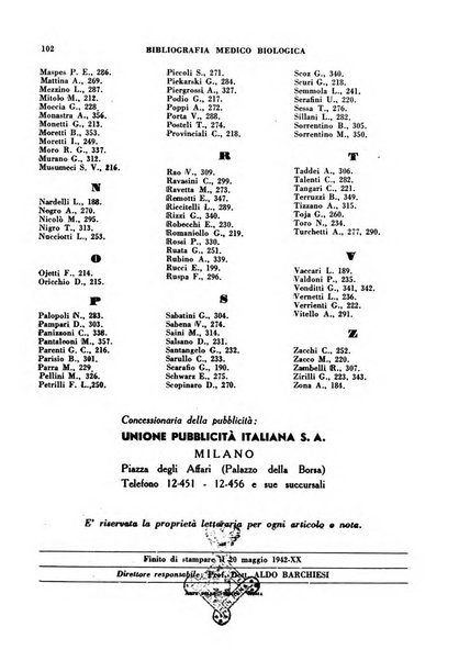 Bibliografia medico-biologica rassegna generale mensile dei libri e della stampa periodica italiana di medicina e di biologia