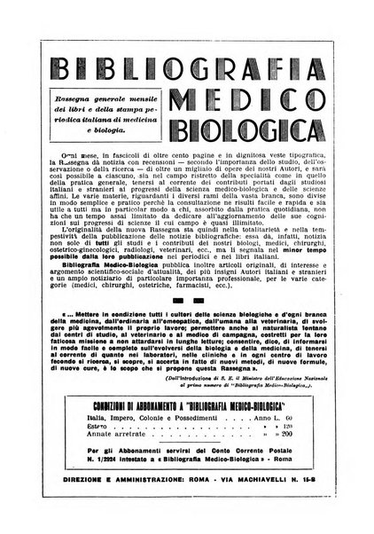 Bibliografia medico-biologica rassegna generale mensile dei libri e della stampa periodica italiana di medicina e di biologia