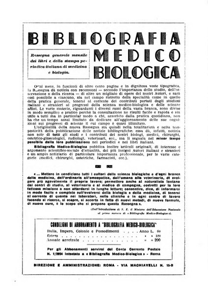 Bibliografia medico-biologica rassegna generale mensile dei libri e della stampa periodica italiana di medicina e di biologia