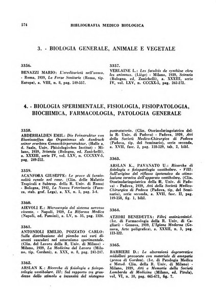 Bibliografia medico-biologica rassegna generale mensile dei libri e della stampa periodica italiana di medicina e di biologia