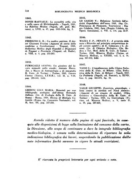 Bibliografia medico-biologica rassegna generale mensile dei libri e della stampa periodica italiana di medicina e di biologia