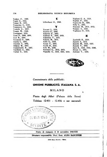 Bibliografia medico-biologica rassegna generale mensile dei libri e della stampa periodica italiana di medicina e di biologia