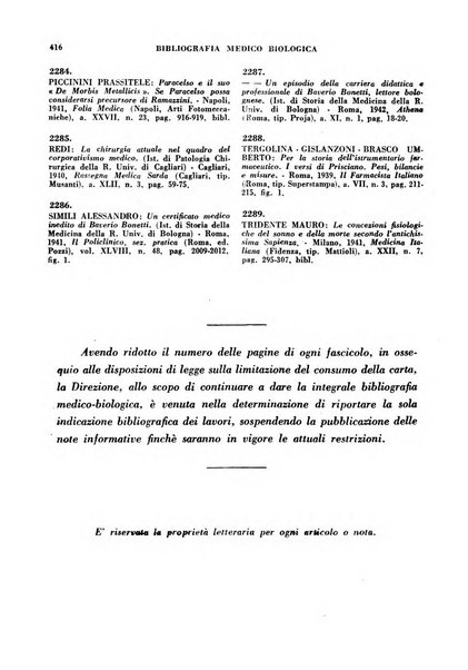 Bibliografia medico-biologica rassegna generale mensile dei libri e della stampa periodica italiana di medicina e di biologia