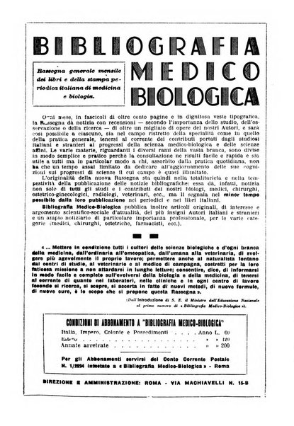 Bibliografia medico-biologica rassegna generale mensile dei libri e della stampa periodica italiana di medicina e di biologia