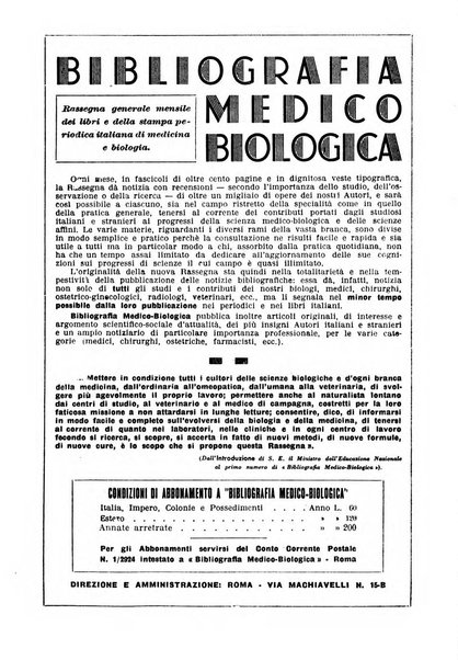 Bibliografia medico-biologica rassegna generale mensile dei libri e della stampa periodica italiana di medicina e di biologia