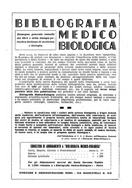 Bibliografia medico-biologica rassegna generale mensile dei libri e della stampa periodica italiana di medicina e di biologia