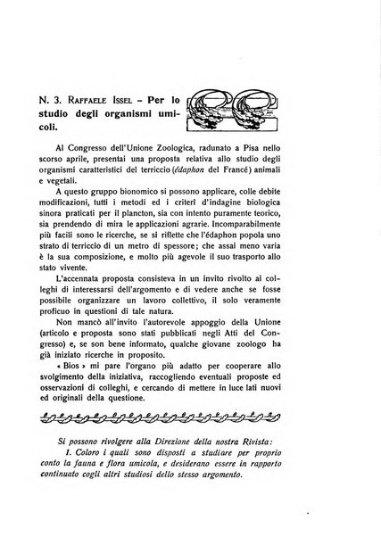 Bios rivista di biologia sperimentale e generale