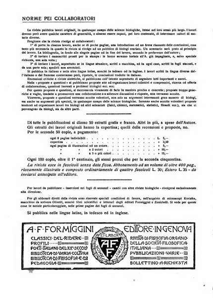 Bios rivista di biologia sperimentale e generale