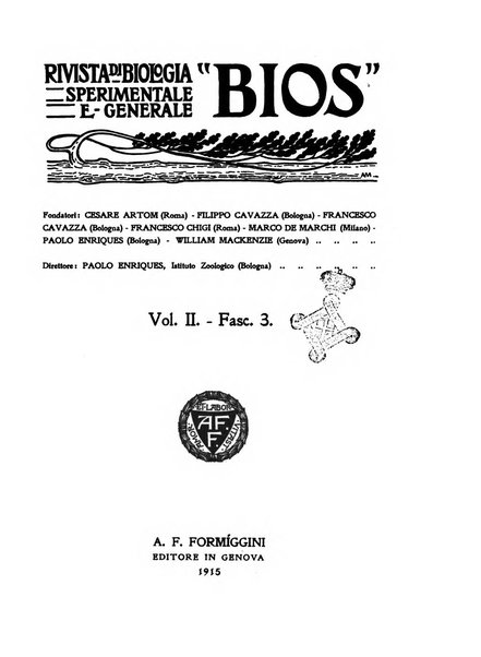 Bios rivista di biologia sperimentale e generale