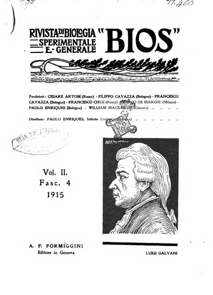 Bios rivista di biologia sperimentale e generale