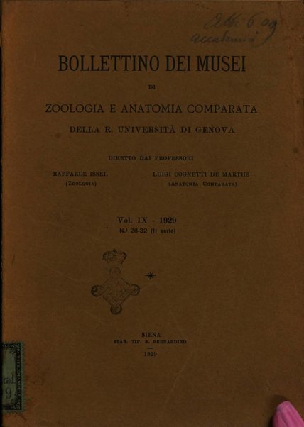 Bollettino dei Musei di zoologia e anatomia comparata della R. Università di Genova