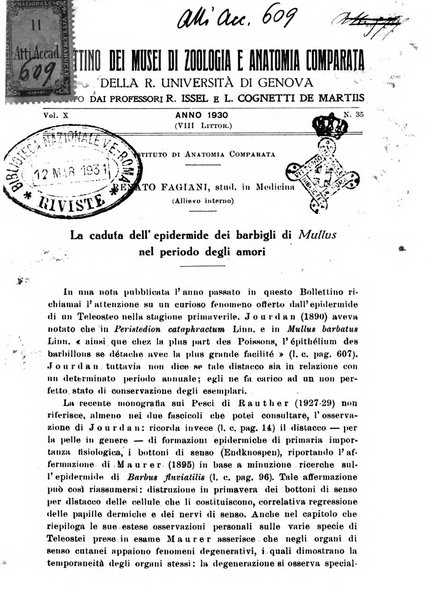 Bollettino dei Musei di zoologia e anatomia comparata della R. Università di Genova