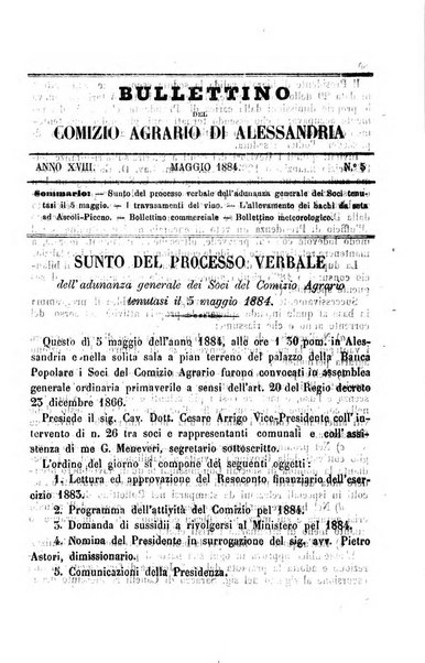 Bollettino del Comizio agrario del circondario di Alessandria