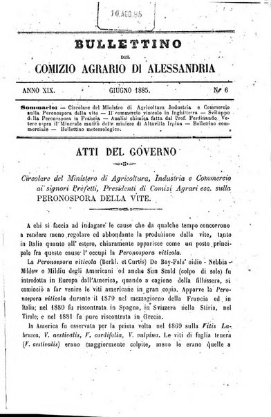 Bollettino del Comizio agrario del circondario di Alessandria