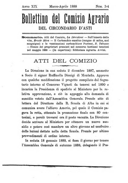 Bollettino del Comizio agrario del circondario d'Asti