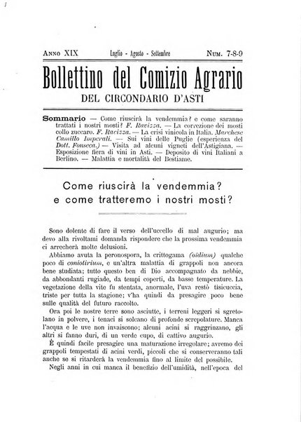 Bollettino del Comizio agrario del circondario d'Asti