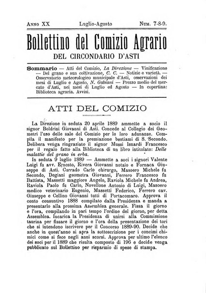 Bollettino del Comizio agrario del circondario d'Asti