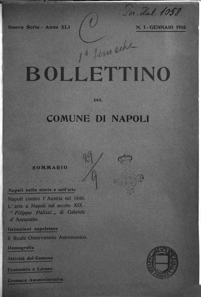 Bollettino del Comune di Napoli rassegna illustrata di storia, arte, topografia e statistica napoletana