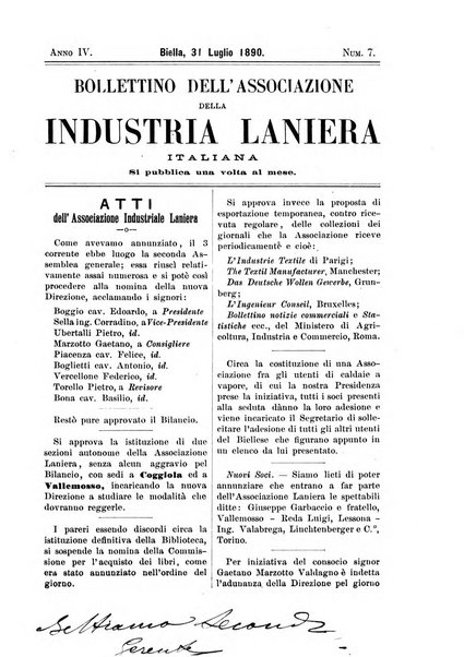 Bollettino dell'Associazione della industria laniera italiana