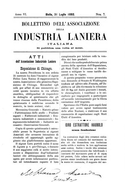 Bollettino dell'Associazione della industria laniera italiana