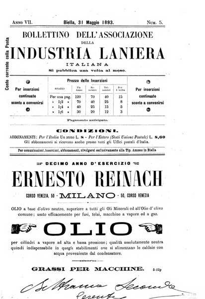 Bollettino dell'Associazione della industria laniera italiana