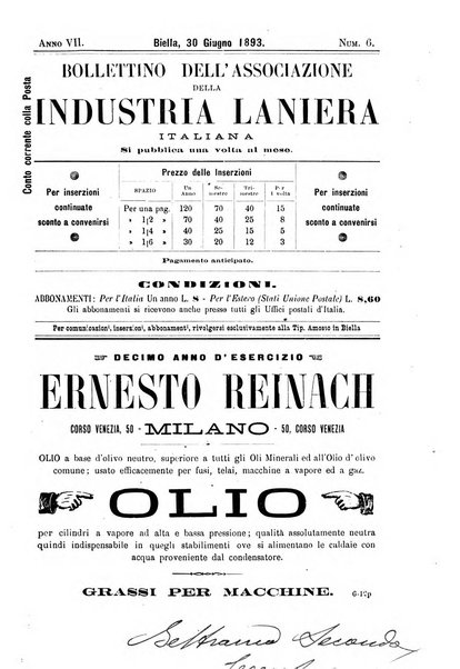 Bollettino dell'Associazione della industria laniera italiana