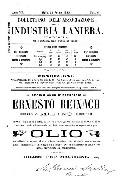 Bollettino dell'Associazione della industria laniera italiana