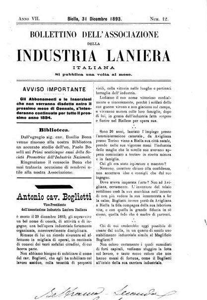 Bollettino dell'Associazione della industria laniera italiana