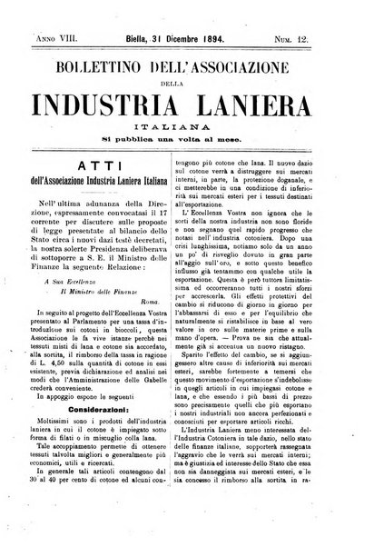 Bollettino dell'Associazione della industria laniera italiana