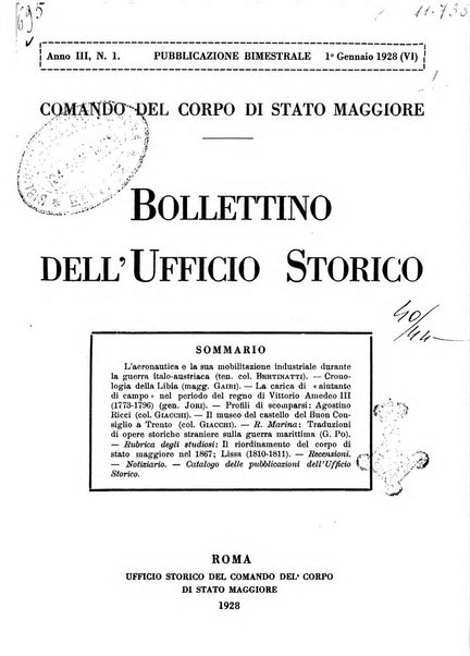 Bollettino dell'Ufficio storico