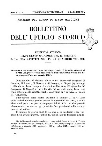 Bollettino dell'Ufficio storico