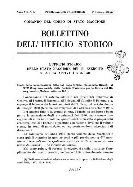 Bollettino dell'Ufficio storico