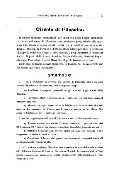 Bollettino della Biblioteca filosofica