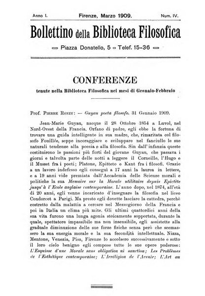 Bollettino della Biblioteca filosofica