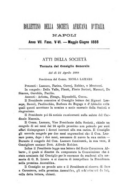 Bollettino della Società africana d'Italia periodico mensile