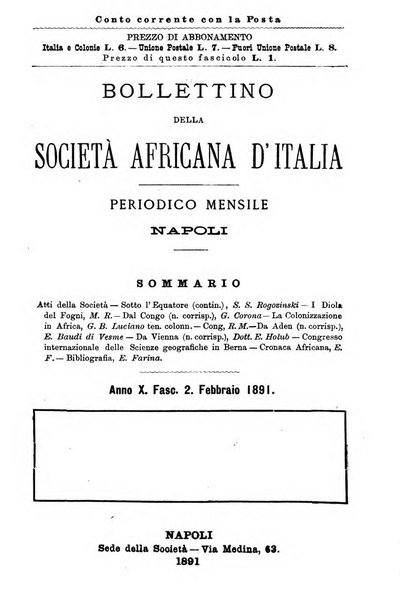 Bollettino della Società africana d'Italia periodico mensile