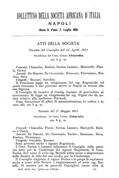 Bollettino della Società africana d'Italia periodico mensile