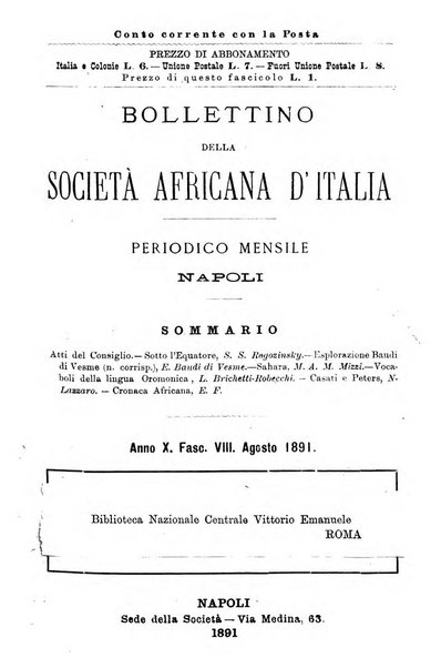 Bollettino della Società africana d'Italia periodico mensile