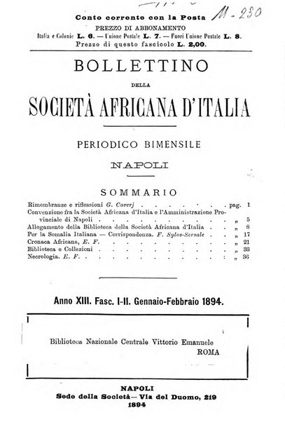 Bollettino della Società africana d'Italia periodico mensile