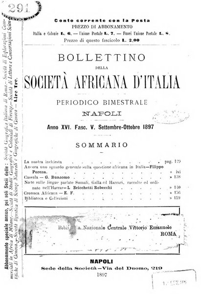 Bollettino della Società africana d'Italia periodico mensile