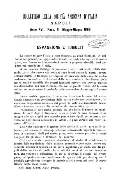 Bollettino della Società africana d'Italia periodico mensile