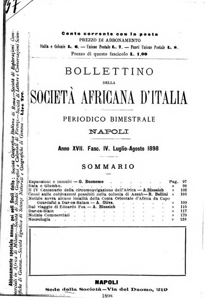 Bollettino della Società africana d'Italia periodico mensile