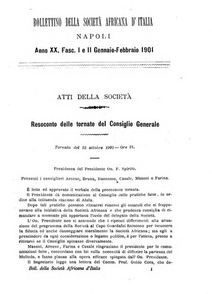 Bollettino della Società africana d'Italia periodico mensile