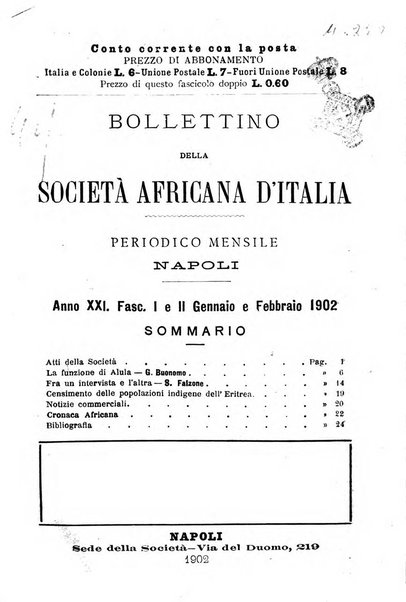 Bollettino della Società africana d'Italia periodico mensile