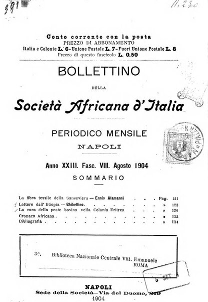 Bollettino della Società africana d'Italia periodico mensile