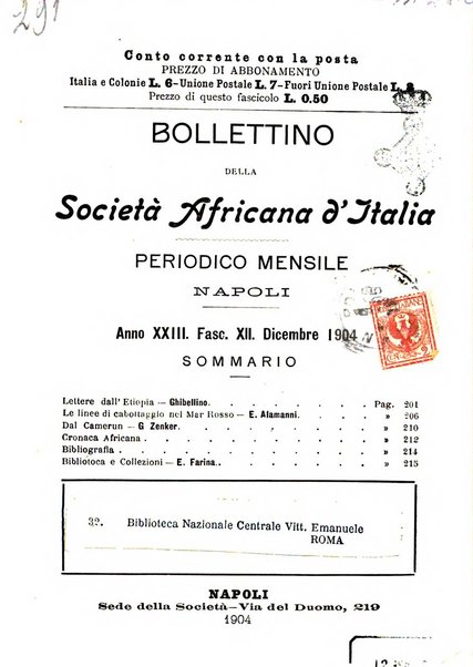 Bollettino della Società africana d'Italia periodico mensile