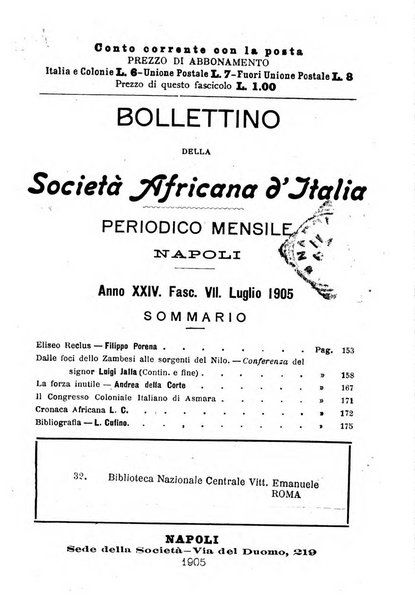 Bollettino della Società africana d'Italia periodico mensile