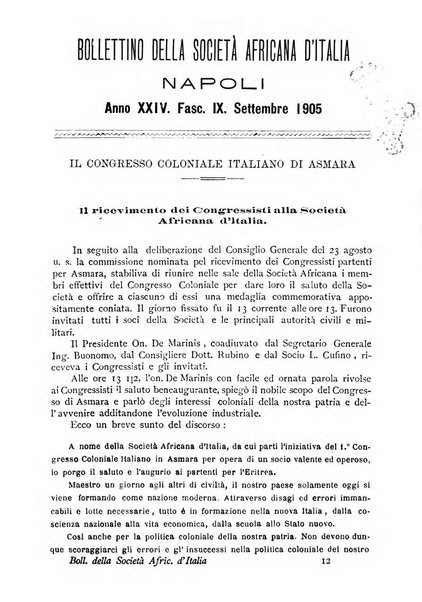 Bollettino della Società africana d'Italia periodico mensile